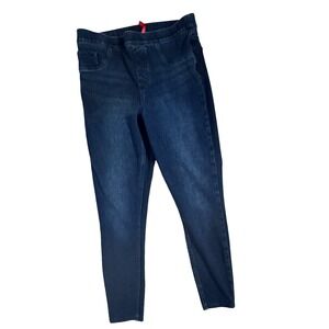 SPANX Jeans Women's Large Jeggings Blue Dark Wash High Rise Stretch Pull-On Slim